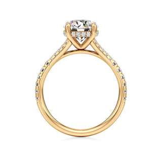 Split Pavé Set Hidden Halo Pear Engagement Ring