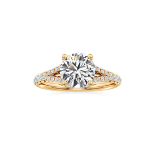Split Pavé Set Hidden Halo Pear Engagement Ring