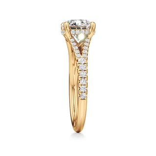 Split Pavé Set Hidden Halo Pear Engagement Ring