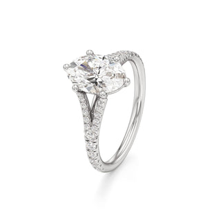 Split Pavé Set Six Prong Pear Engagement Ring