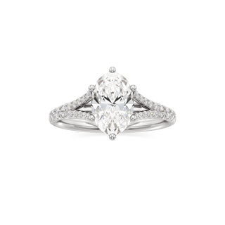 Split Pavé Set Six Prong Pear Engagement Ring