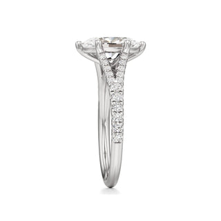 Split Pavé Set Six Prong Pear Engagement Ring
