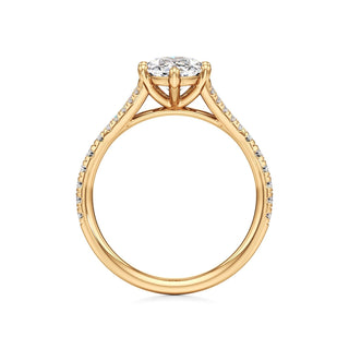 Split Pavé Set Six Prong Pear Engagement Ring