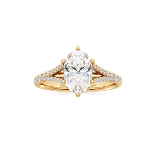 Split Pavé Set Six Prong Pear Engagement Ring