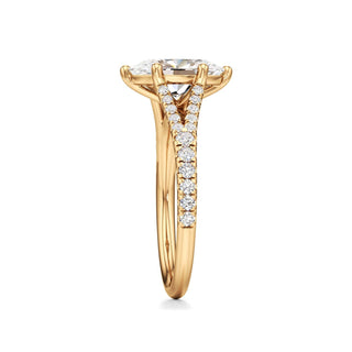 Split Pavé Set Six Prong Pear Engagement Ring