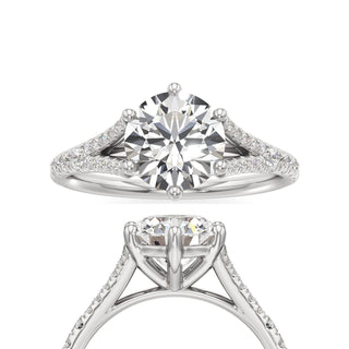 Split Pavé Set Six Prong Pear Engagement Ring