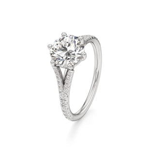 Split Pavé Set Six Prong Pear Engagement Ring