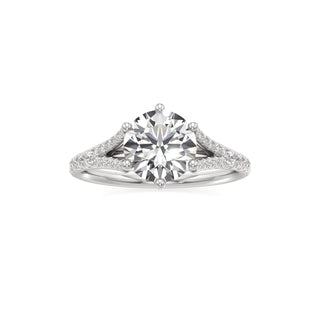 Split Pavé Set Six Prong Pear Engagement Ring