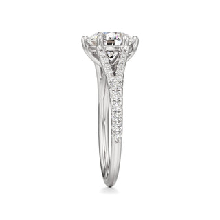 Split Pavé Set Six Prong Pear Engagement Ring