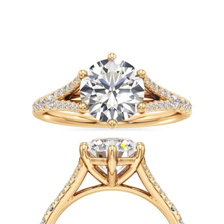 Split Pavé Set Six Prong Pear Engagement Ring