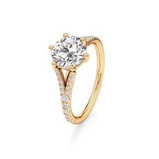 Split Pavé Set Six Prong Pear Engagement Ring