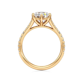 Split Pavé Set Six Prong Pear Engagement Ring