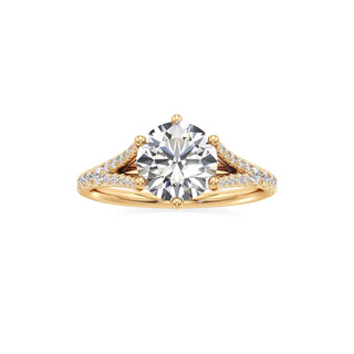 Split Pavé Set Six Prong Pear Engagement Ring
