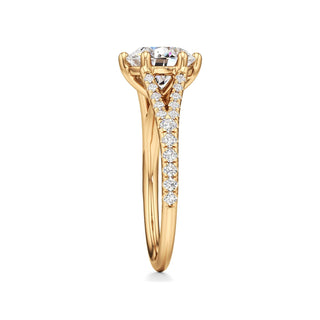 Split Pavé Set Six Prong Pear Engagement Ring