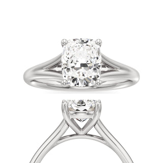 Split Plain Basket Elongated Cushion Engagement Ring