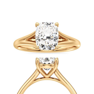 Split Plain Basket Elongated Cushion Engagement Ring