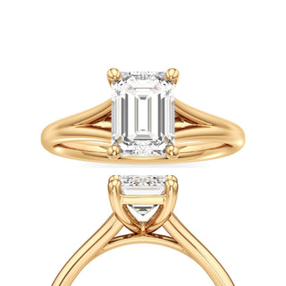 Split Plain Basket Emerald Engagement Ring