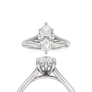Split Plain Basket Marquise Engagement Ring