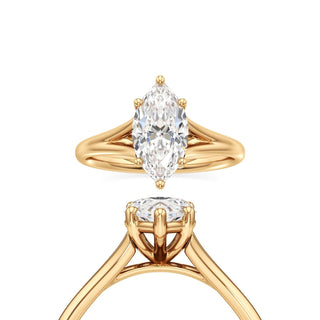 Split Plain Basket Marquise Engagement Ring