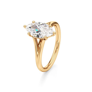 Split Plain Basket Marquise Engagement Ring