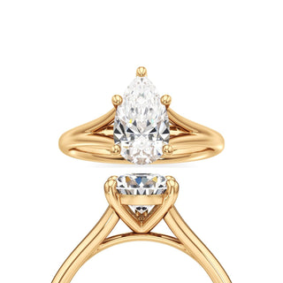 Split Plain Basket Pear Engagement Ring