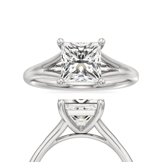 Split Plain Basket Princess Engagement Ring