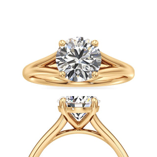 Split Plain Basket Round Engagement Ring