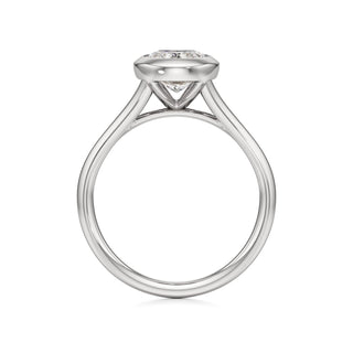 Split Plain Bezel Elongated Cushion Engagement Ring