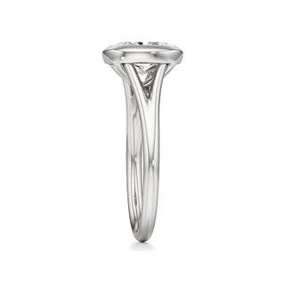 Split Plain Bezel Elongated Cushion Engagement Ring