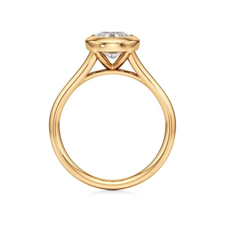 Split Plain Bezel Elongated Cushion Engagement Ring