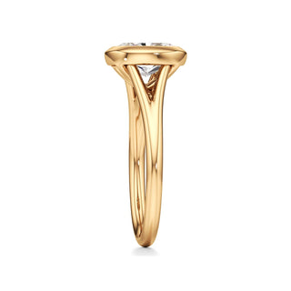 Split Plain Bezel Elongated Cushion Engagement Ring
