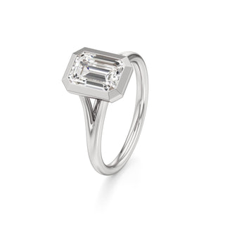Split Plain Bezel Elongated Cushion Engagement Ring
