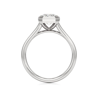 Split Plain Bezel Elongated Cushion Engagement Ring