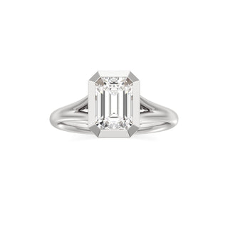 Split Plain Bezel Elongated Cushion Engagement Ring