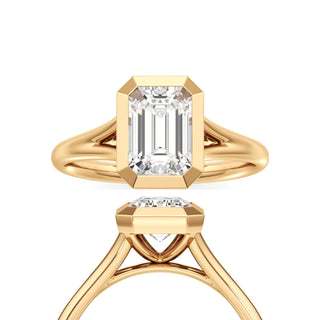 Split Plain Bezel Emerald Engagement Ring