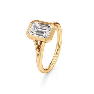 Split Plain Bezel Elongated Cushion Engagement Ring