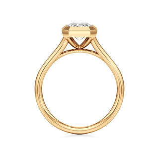 Split Plain Bezel Elongated Cushion Engagement Ring