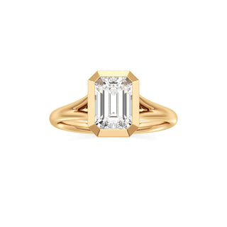 Split Plain Bezel Elongated Cushion Engagement Ring
