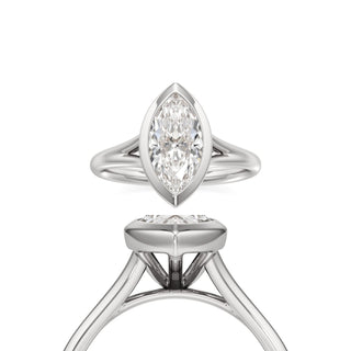 Split Plain Bezel Marquise Engagement Ring