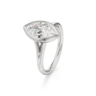 Split Plain Bezel Elongated Cushion Engagement Ring