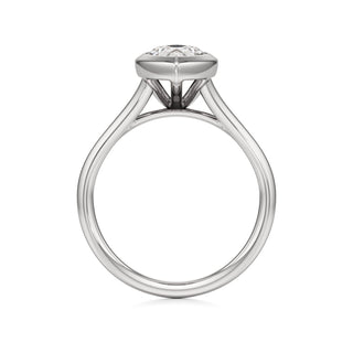 Split Plain Bezel Elongated Cushion Engagement Ring