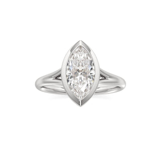 Split Plain Bezel Elongated Cushion Engagement Ring