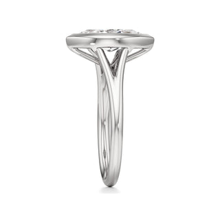 Split Plain Bezel Elongated Cushion Engagement Ring