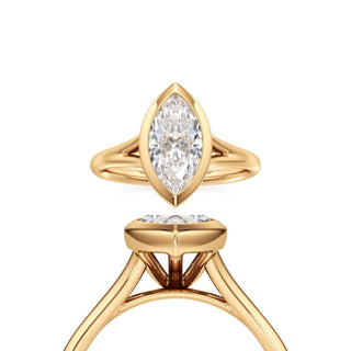 Split Plain Bezel Marquise Engagement Ring