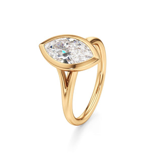 Split Plain Bezel Elongated Cushion Engagement Ring