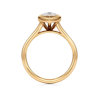 Split Plain Bezel Elongated Cushion Engagement Ring