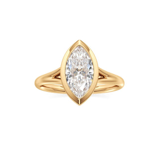 Split Plain Bezel Elongated Cushion Engagement Ring