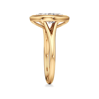 Split Plain Bezel Elongated Cushion Engagement Ring