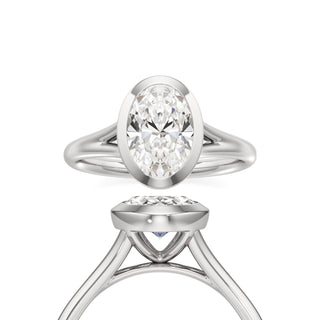 Split Plain Bezel Oval Engagement Ring