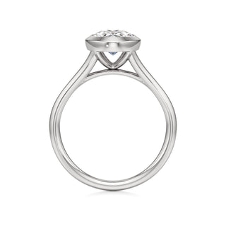 Split Plain Bezel Elongated Cushion Engagement Ring